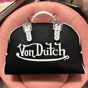 Von Dutch Black and White Satchel